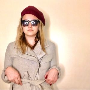 Maroon Raseberry Bedazzled French Beret Hat